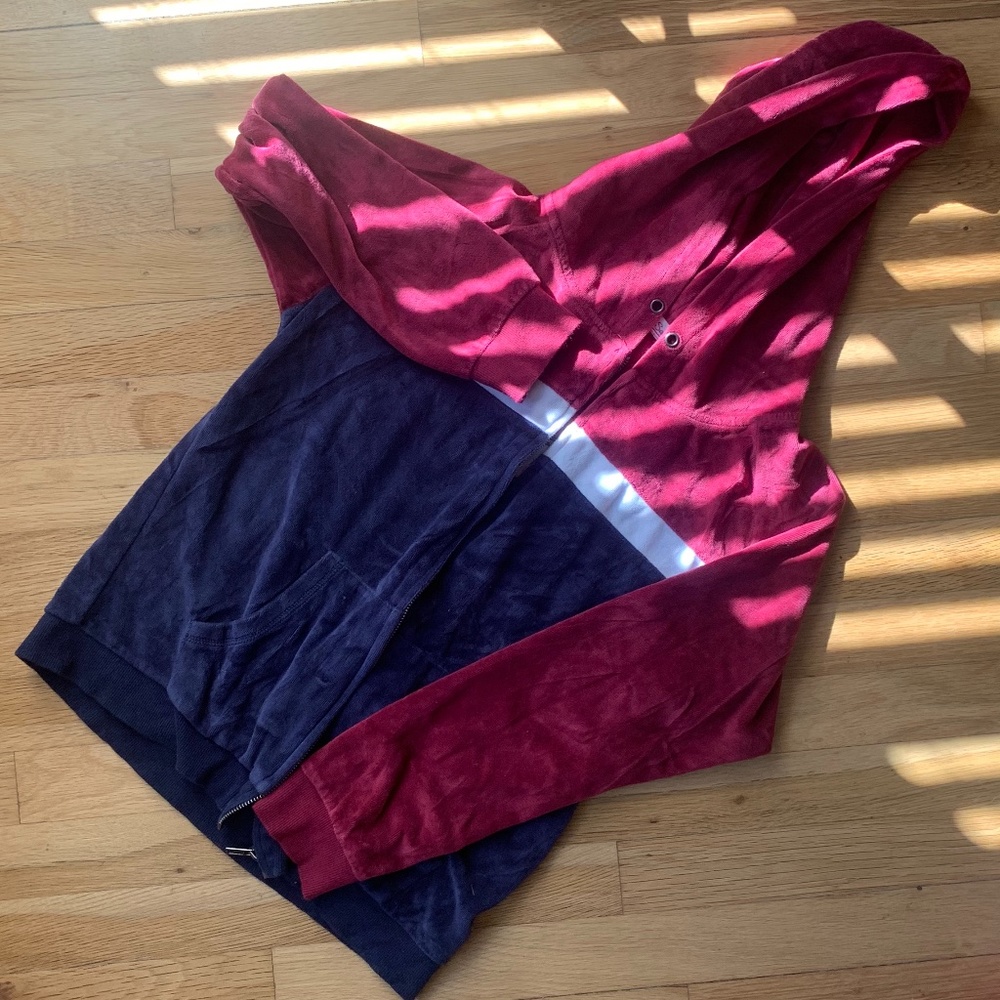 P.J. Salvage Velour Zip-Up Red, White and Navy
